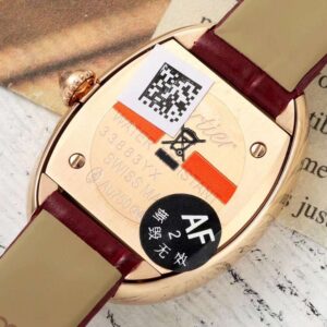 Đồng Hồ Cartier Baignoire Nữ Dây Da Màu Đỏ Đính Đá AF 23x31mm (1)