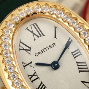 Đồng Hồ Cartier Baignoire Nữ Đính Đá Dây Da Màu Xanh Lá AF (17)