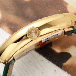 Đồng Hồ Cartier Baignoire Nữ Đính Đá Dây Da Màu Xanh Lá AF (17)