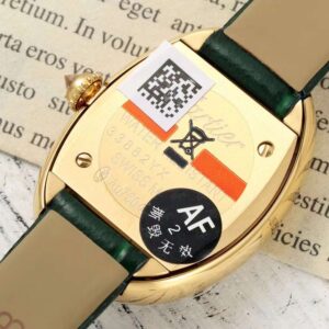 Đồng Hồ Cartier Baignoire Nữ Đính Đá Dây Da Màu Xanh Lá AF (17)