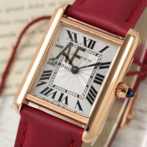 Đồng Hồ Cartier Tank Nữ Dây Da Màu Hồng Replica 11 Nhà Máy AF 22x29mm (3)