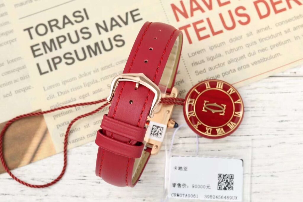 Đồng Hồ Cartier Tank Nữ Dây Da Màu Hồng Replica 11 Nhà Máy AF 22x29mm (3)