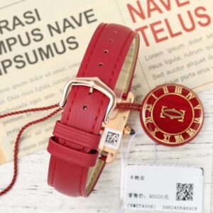 Đồng Hồ Cartier Tank Nữ Dây Da Màu Hồng Replica 11 Nhà Máy AF 22x29mm (3)