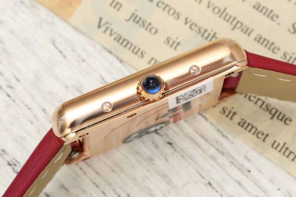 Đồng Hồ Cartier Tank Nữ Dây Da Màu Hồng Replica 11 Nhà Máy AF 22x29mm (3)