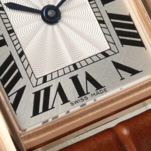 Đồng Hồ Cartier Tank Replica 11 Nữ Dây Da Màu Nâu Vỏ Vàng Hồng 22x29mm (8)