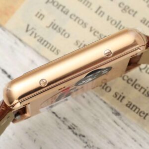 Đồng Hồ Cartier Tank Replica 11 Nữ Dây Da Màu Nâu Vỏ Vàng Hồng 22x29mm (8)