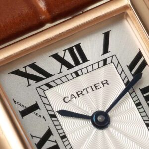Đồng Hồ Cartier Tank Replica 11 Nữ Dây Da Màu Nâu Vỏ Vàng Hồng 22x29mm (8)