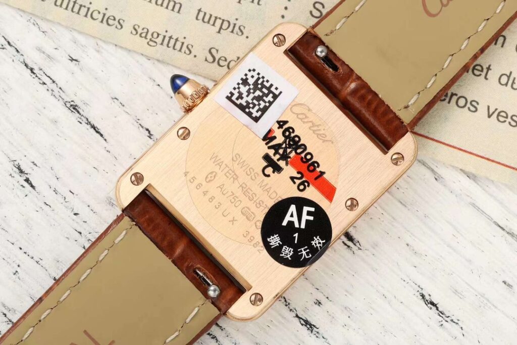 Đồng Hồ Cartier Tank Replica 11 Nữ Dây Da Màu Nâu Vỏ Vàng Hồng 22x29mm (8)