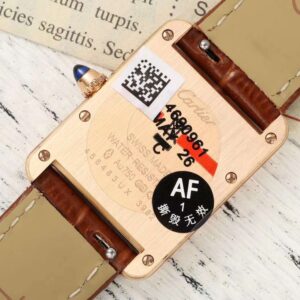 Đồng Hồ Cartier Tank Replica 11 Nữ Dây Da Màu Nâu Vỏ Vàng Hồng 22x29mm (8)