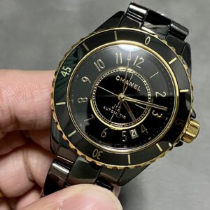 Đồng Hồ Chanel J12 Replica Vỏ Gốm Đen Mạ Vàng 18K Nhà Máy BV (8)