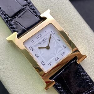 Đồng Hồ Hermes Heure H Nữ Dây Da Màu Đen Like Auth 26mm (1)
