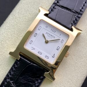 Đồng Hồ Hermes Heure H Nữ Dây Da Màu Đen Like Auth 26mm (1)