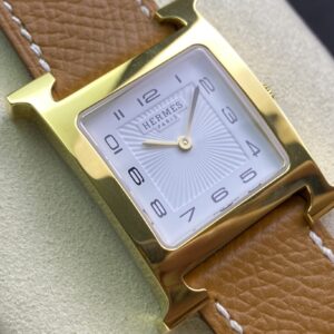 Đồng Hồ Hermes Heure H Nữ Dây Da Màu Nâu Like Auth 26mm (1)