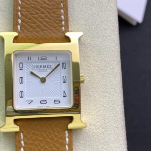 Đồng Hồ Hermes Heure H Nữ Dây Da Màu Nâu Like Auth 26mm (1)