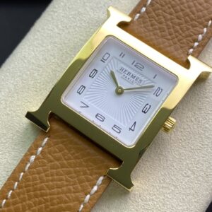 Đồng Hồ Hermes Heure H Nữ Dây Da Màu Nâu Like Auth 26mm (1)