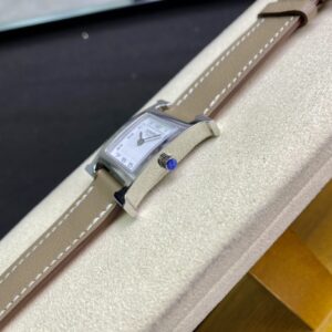 Đồng Hồ Hermes Heure H Nữ Dây Da Màu Xám Like Auth 26mm (1)