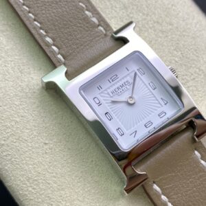 Đồng Hồ Hermes Heure H Nữ Dây Da Màu Xám Like Auth 26mm (1)