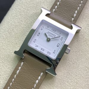 Đồng Hồ Hermes Heure H Nữ Dây Da Màu Xám Like Auth 26mm (1)