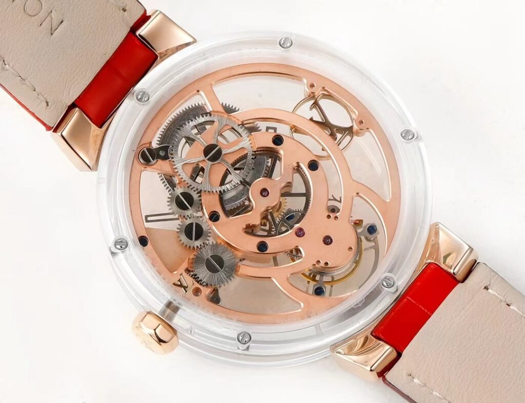 Đồng Hồ Louis Vuitton Chế Tác Sapphire Tourbillon Nam Dây Da 42mm (9)