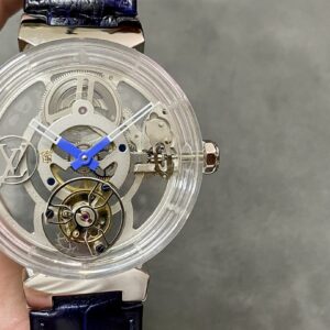 Đồng Hồ Louis Vuitton Tourbillon Chế Tác Vỏ Sapphire Dây Da Cá Sấu 42mm (1)