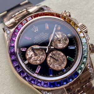 Đồng Hồ Rolex Daytona Rainbow Tinh Chỉnh 220 Grams Moissanite Ruby Sapphire 40mm (6)