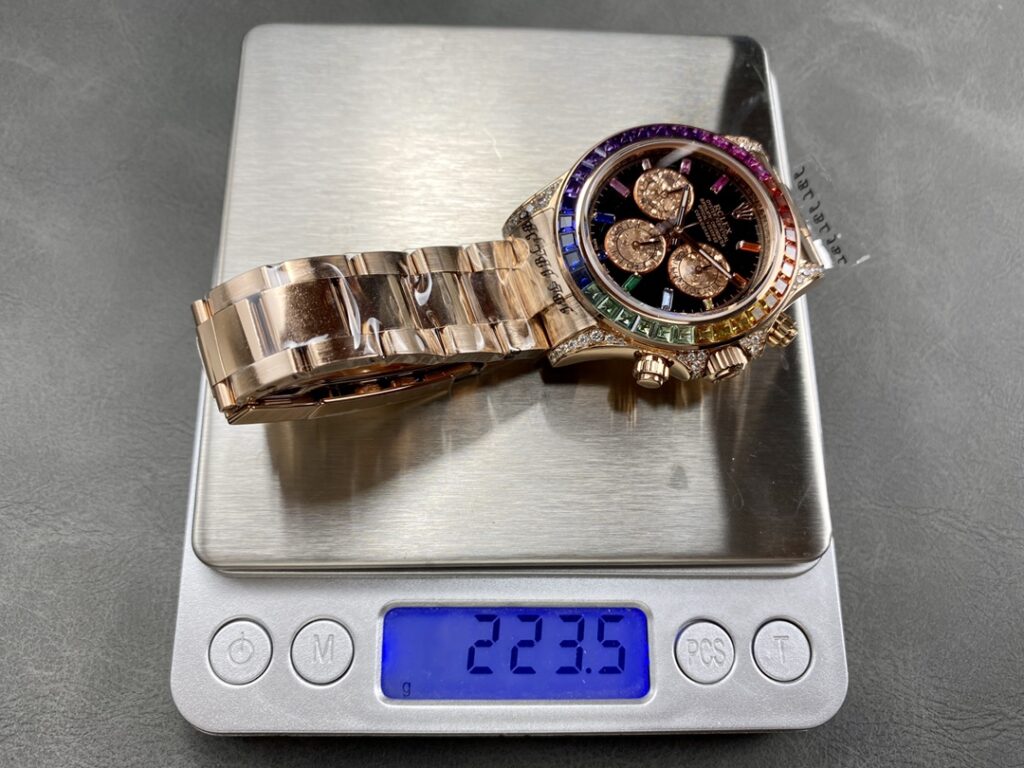 Đồng Hồ Rolex Daytona Rainbow Tinh Chỉnh 220 Grams Moissanite Ruby Sapphire 40mm (6)