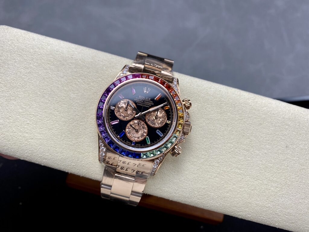 Đồng Hồ Rolex Daytona Rainbow Tinh Chỉnh 220 Grams Moissanite Ruby Sapphire 40mm (6)