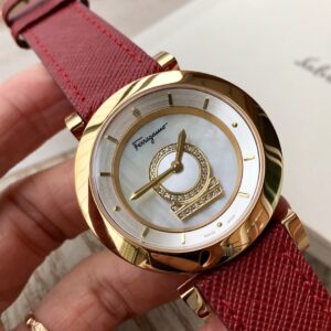 Đồng Hồ Salvatore Ferragamo Minuetto Mặt Khảm Trai Màu Đỏ 37mm (1)