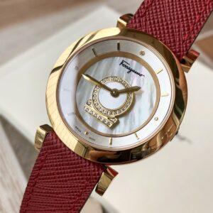 Đồng Hồ Salvatore Ferragamo Minuetto Mặt Khảm Trai Màu Đỏ 37mm (1)