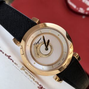 Đồng Hồ Salvatore Ferragamo Minuetto Nữ Mặt Xoay Màu Đen 37mm (1)