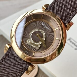 Đồng Hồ Salvatore Ferragamo Minuetto Nữ Màu Nâu Dây Da 37mm (2)