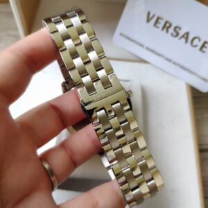 Đồng Hồ Versace GMT Like Auth Dây Thép Trắng Mặt Đen Nam 42mm