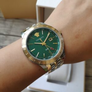 Đồng Hồ Versace GMT Mặt Xanh Lá Cây Nam Dây Kim Loại Like Auth 42mm (2)