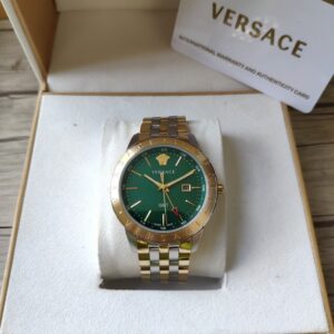 Đồng Hồ Versace GMT Mặt Xanh Lá Cây Nam Dây Kim Loại Like Auth 42mm (6)