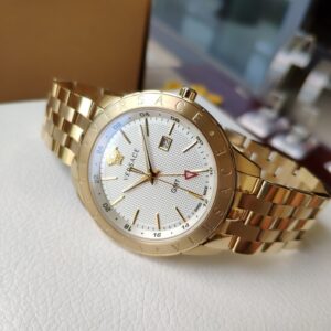 Đồng Hồ Versace GMT Nam Dây Kim Loại Màu Vàng Gold Like Auth 42mm (4)