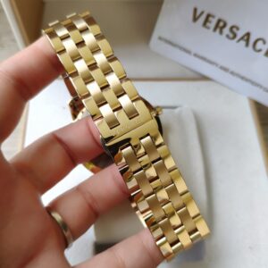 Đồng Hồ Versace GMT Nam Dây Kim Loại Màu Vàng Gold Like Auth 42mm (9)