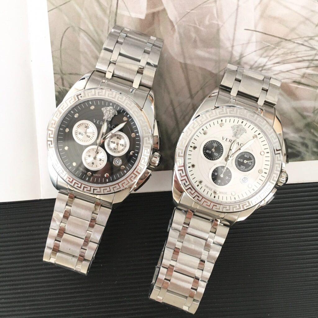 Đồng Hồ Versace Greca Chronograph Nam Dây Kim Loại Like Auth 42mm (1)