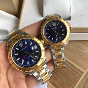 Đồng Hồ Versace Siêu Cấp Nam Nữ Mặt Xanh Dương Dây Demi