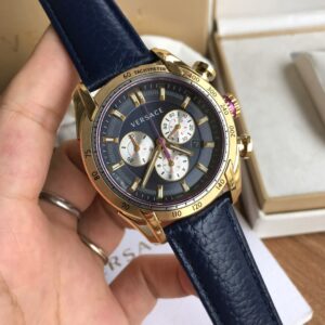 Đồng Hồ Versace V-Ray Chronograph Vỏ Vàng Gold Like Auth 43mm (3)