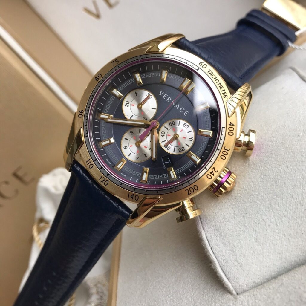 Đồng Hồ Versace V-Ray Chronograph Vỏ Vàng Gold Like Auth 43mm (3)