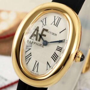 Đồng hồ Cartier Baignoire Nữ Dây Da Màu Đen Vỏ Vàng Vàng AF Factory 23x31mm (1)