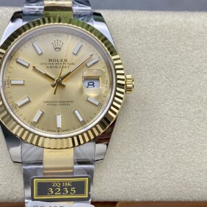 Đồng Hồ Rolex DateJust Bọc Vàng Mặt Số Vàng Cọc Dạ Quang Nhà Máy ZQ 41mm (1)