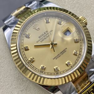 Đồng Hồ Rolex DateJust Bọc Vàng Mặt Số Vàng Cọc Số Đá Nhà Máy ZQ 41mm (1)