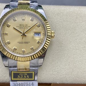 Đồng Hồ Rolex DateJust Bọc Vàng Mặt Số Vàng Cọc Số Đá Nhà Máy ZQ 41mm (1)