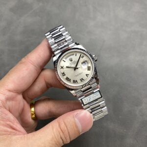 Đồng Hồ Rolex Day-Date 128236 Mặt Số Bạc Cọc Số La Mã QF Factory 36mm (1)