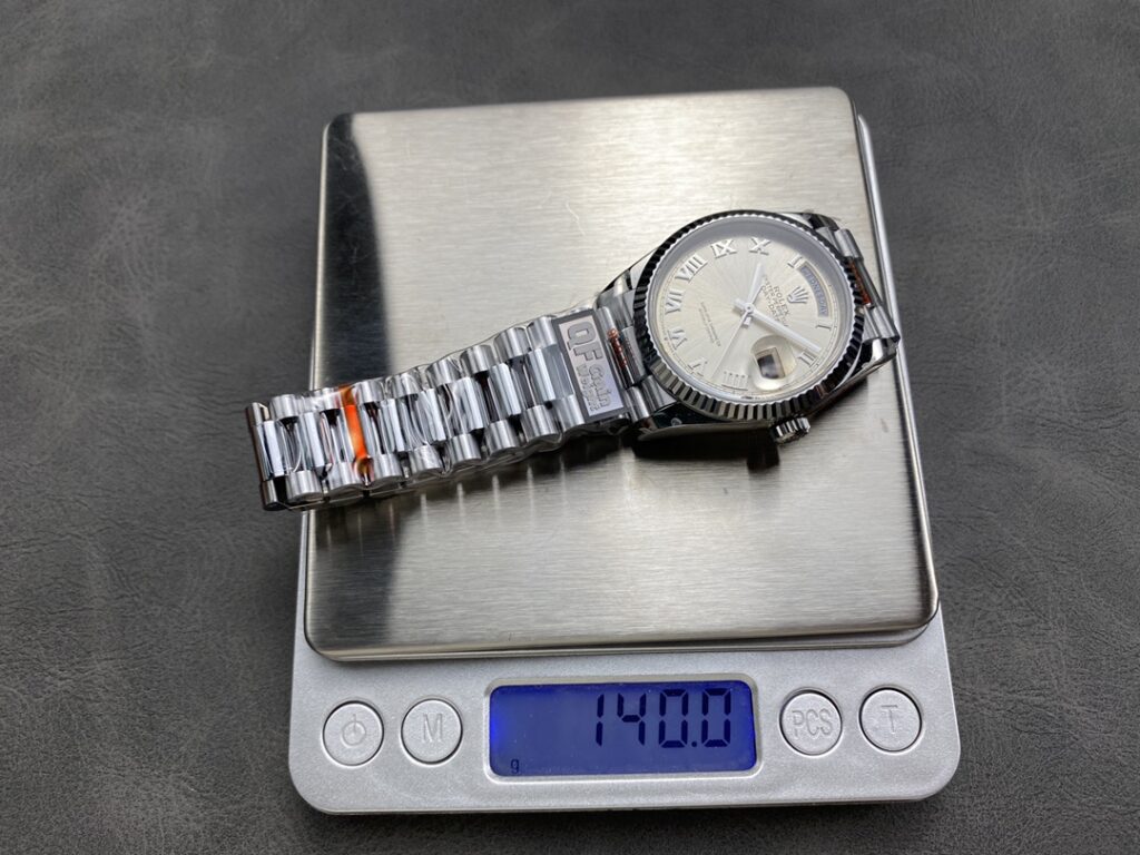 Đồng Hồ Rolex Day-Date 128236 Mặt Số Bạc Cọc Số La Mã QF Factory 36mm (1)