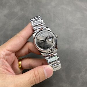 Đồng Hồ Rolex Day-Date 128236 Mặt Xám Cọc Số La Mã QF Factory 36mm (5)