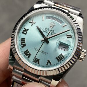 Đồng Hồ Rolex Day-Date 128236 Mặt Xanh Băng Cọc Số La Mã QF Factory 36mm (1)