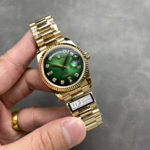 Đồng Hồ Rolex Day-Date 128238 Mặt Ombre Xanh Lá Máy Caliber 3255 Nhà Máy QF 36mm (3)