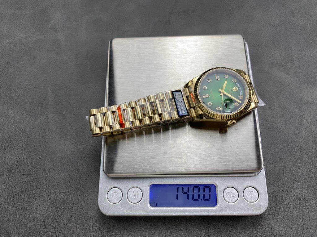 Đồng Hồ Rolex Day-Date 128238 Mặt Ombre Xanh Lá Máy Caliber 3255 Nhà Máy QF 36mm (3)